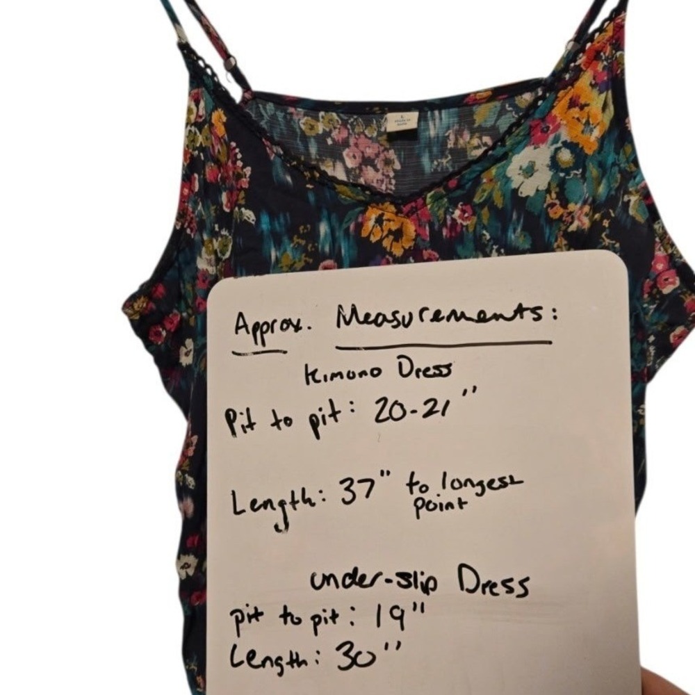 Sundance Azul Floral Dress M Modal Embroidered Kimono Slip Boho Vacation Beach - Picture 16 of 16